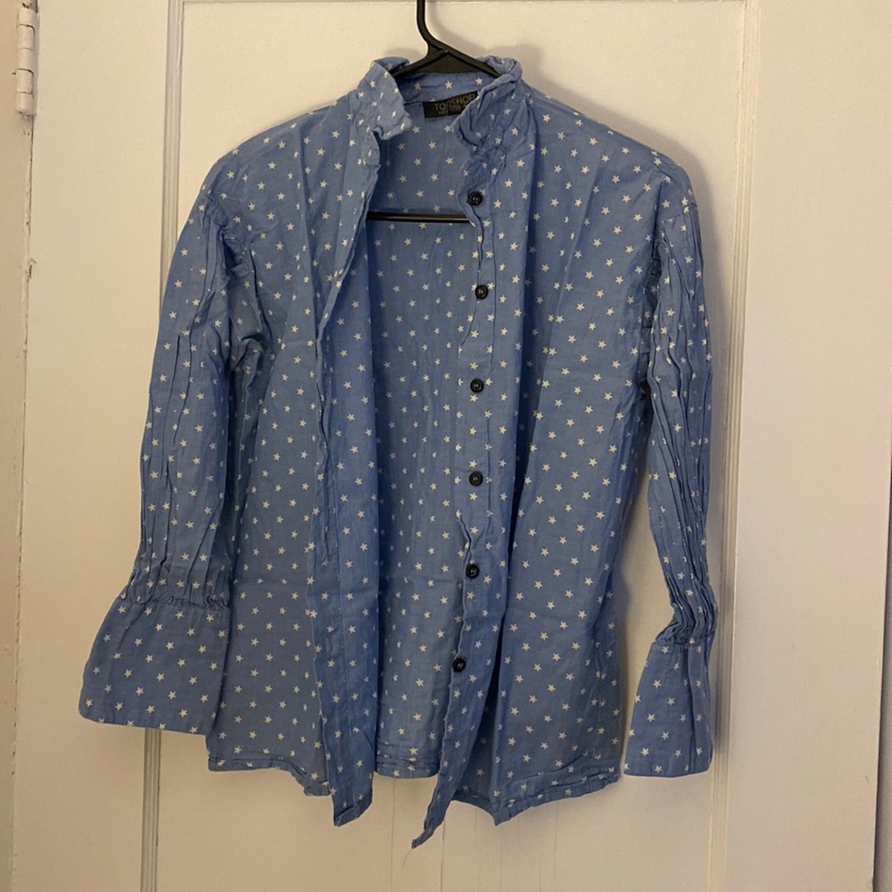 TOPSHOP WOMENS SIZE 2 STAR BUTTON DOWN